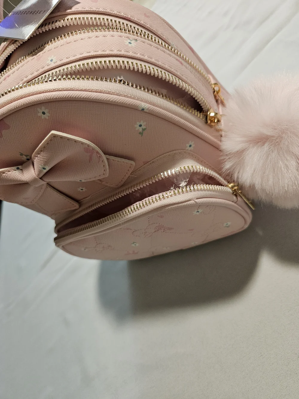Convertible Crossbody Bag And Mini Backpack with Pom Pom